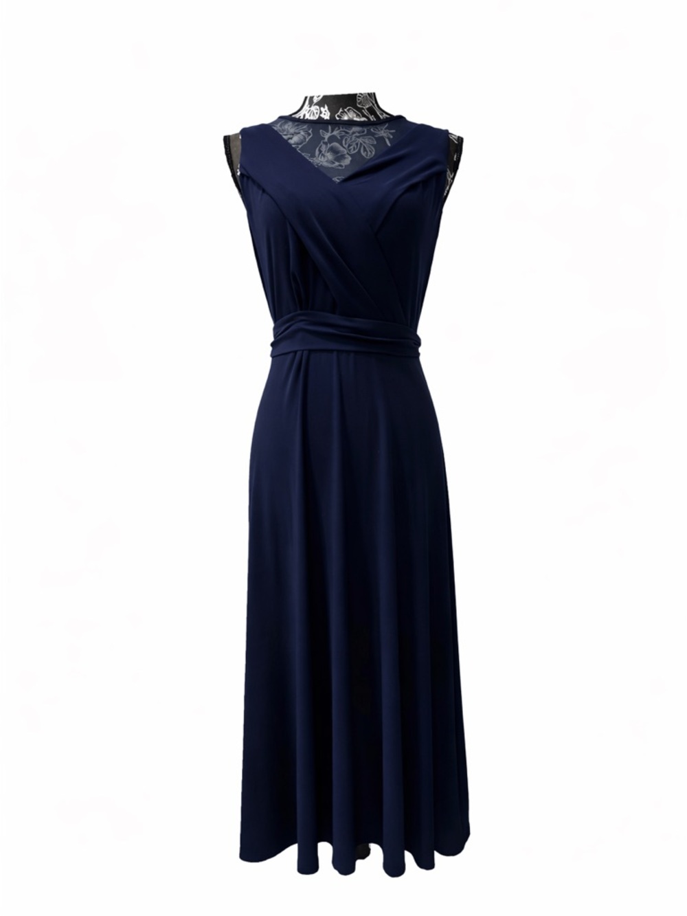 Lauren Ralph Lauren Navy Maxi Formal Gown Sleeveless Dress Size 4 - Picture 4 of 9